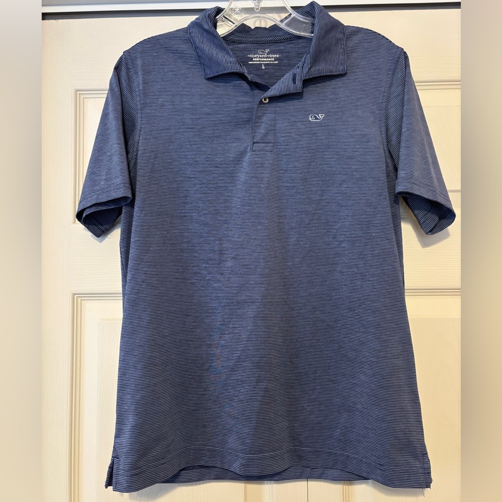 Vineyard Vines Navy Striped Performance Polo